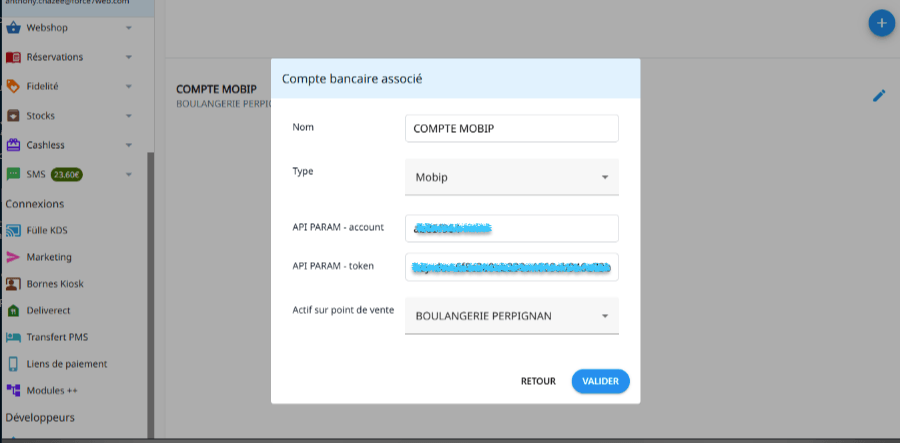 configuration lien de paiement