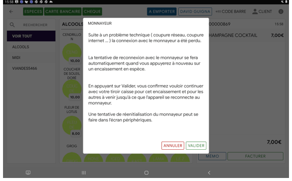 erreur transaction monnayeur glory 01