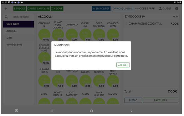 erreur transaction monnayeur glory 03
