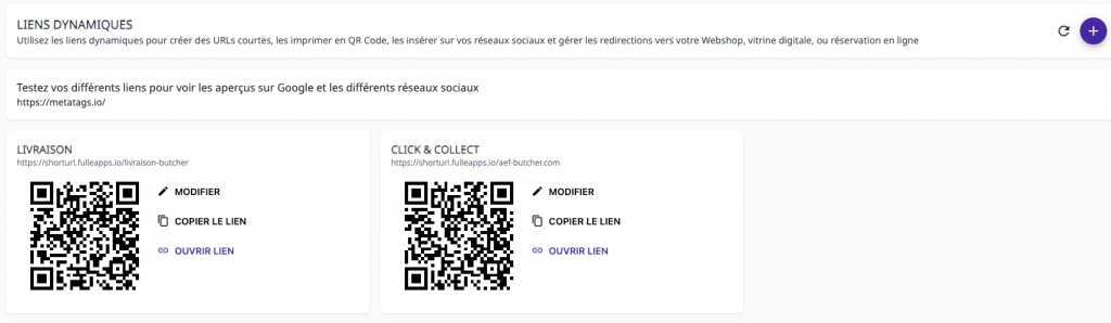 liens dynamiques créés