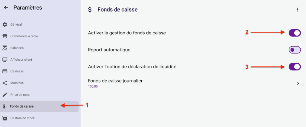 saisie des liquidités paramétrage 02