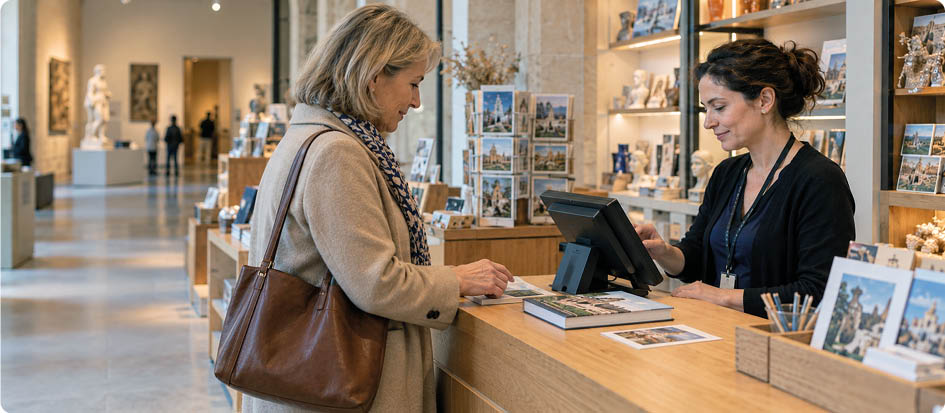 caisse dans boutique musee collectivites